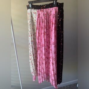 Lea & Viola High Waisted Floral Multicolored Panel Long Skirt Size Small